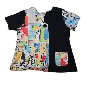 NWT 100% Cotton Parsley & Sage Artistic Split Design T-Shirt